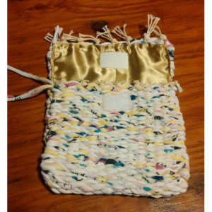 Hand-made USA woven, loomed,wristlet purse, clutch, satin lined, washable, free shipping