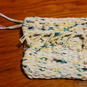 Hand-made USA woven, loomed,wristlet purse, clutch, satin lined, washable, free shipping
