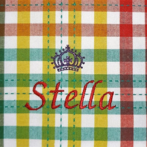 Personalized Gingham Check Pet Bowl Mat