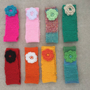 knit headband with knit flower - baby