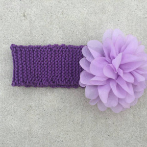 knit headband with flower - baby