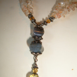 Natural Earthy Citrine/Jasper Crystal Elegance Necklace and Earrings