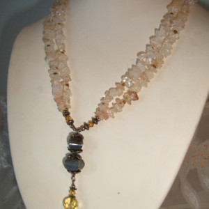 Natural Earthy Citrine/Jasper Crystal Elegance Necklace and Earrings