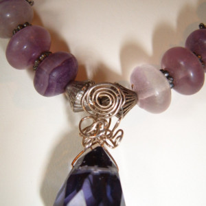Regal Mauve Pearls Purple Sterling Wrapped Quartz Briolettte Flourite Couture Necklace