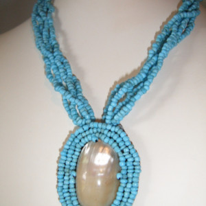 Turquoise Beads and Shell Necklace
