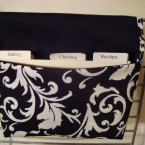 Coupon Organizer / Budget Organizer Holder - Attaches To Your Shopping Cart - Black with white Scrolls  READY TO SHIP