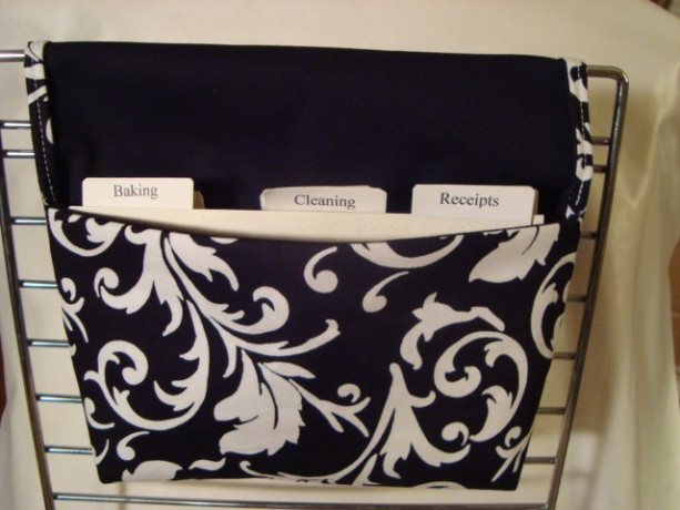 Coupon Organizer / Budget Organizer Holder - Attaches To Your Shopping Cart - Black with white Scrolls  READY TO SHIP