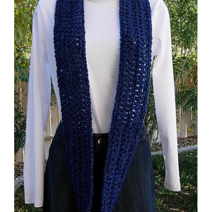 INFINITY SCARF Loop Cowl, Dark & Medium Blue, Super Soft Lightweight Crochet Knit Winter Eternity Wrap, Neck Warmer..Ready To Ship In 3 Days