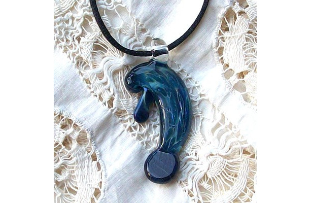 Hand Sculpted Blue Moon Glass Manatee Pendant or Focal Bead