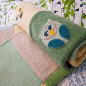 OWL Cashmere Baby Blanket - Heirloom Quality Patchwork Quilt made with upcycled cashmere sweaters