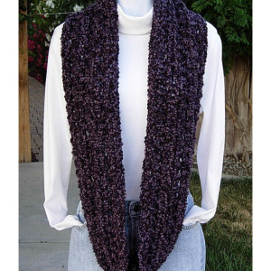 Dark Purple Infinity Loop Cowl Scarf, Chunky Bulky Extra Soft Silky Crochet Knit Eternity Circle Scarf, Thick Neck Warmer, Ready to Ship in 3 Days