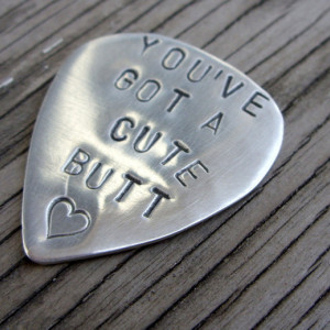 Hand stamped custom guitar pick sterling silver 22 gauge personalized gift for him