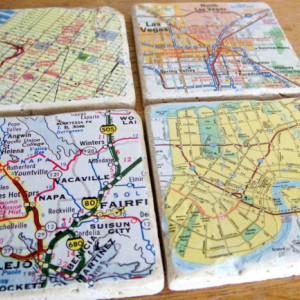 Custom Map Coasters - Set Of 4