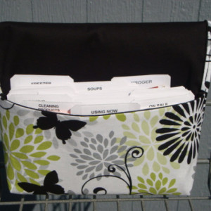 Fabric Coupon Organizer /Budget Organizer Holder - Attaches to Your Shopping Cart - Butterfly Floral