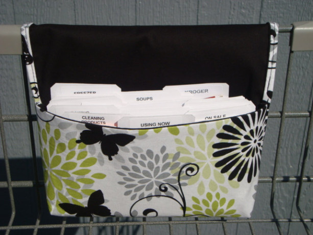 Fabric Coupon Organizer /Budget Organizer Holder - Attaches to Your Shopping Cart - Butterfly Floral