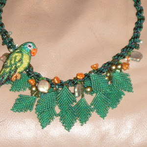 Polly Parrot in the Tree Leaves Necklace