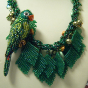 Polly Parrot in the Tree Leaves Necklace