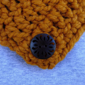 NECK WARMER Cowl SCARF Butterscotch, Dark Orange Yellow Gold, Soft Wool Blend, Wood Buttons, Winter Crochet Knit..Ready to Ship in 3 Days