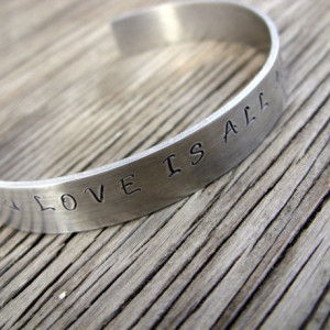 Hand stamped cuff bracelet 3/8 inch aluminum made to order ONE bracelet