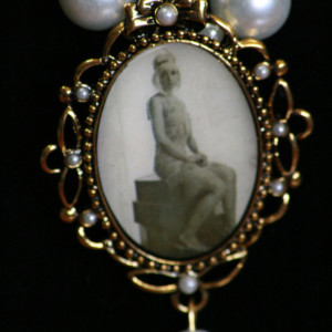 White Pearl, cameo style, Necklace and Earring Set OOAK