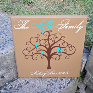 Personalized Family Tree Sign with Birds