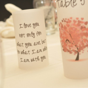 Table Number Luminaries - Red Heart Tree Design - Set of 5