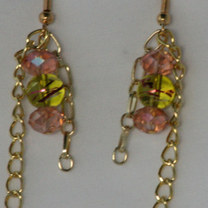 Pink and Green Twist Necklace and Earring set.   OOAK