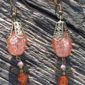 Orange dream Vintage style earrings, OOAK