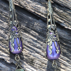 Purple pearl gothic style earrings