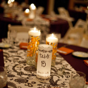 Table Number Luminaries - Elegant Black Scroll Design