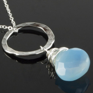 Wonky Wrapped Necklace - Blue Chalcedony