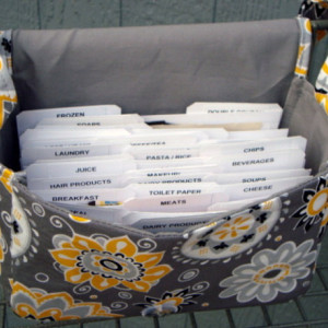 Super Large Size Coupon Organizer / Budget Organizer Holder Box - Attaches to Your Shopping Cart -  Sunshine Floral on Gray