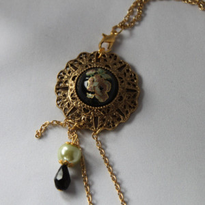Vintage style dbl strand necklace earring set OOAK