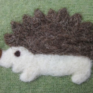 Cashmere Scarf Hedgehog made with Upcycled Sweaters - Cashmere Patchwork Scarf. Made to Order. Woodland. Soft. Needle-felted appliqués