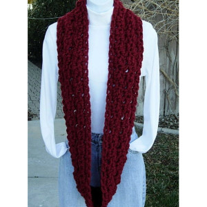 Women's Dark Solid Red INFINITY LOOP SCARF, Extra Thick Soft Bulky Warm Winter Crochet Knit Eternity Circle Cowl, Neck Warmer..Ready to Ship in 3 Days