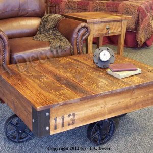 Factory Cart Coffee Table Reclaimed Wood Barnwood With Wheels