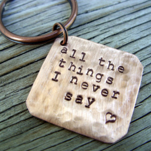 Handstamped square key chain nickel silver with words of your choice custom unisex gift