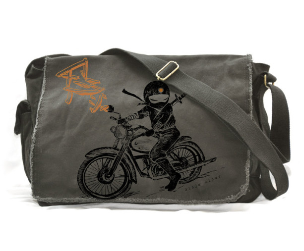Ninja motorcycle rider Raw-Edge Messenger Bag ( KHAKI GREEN )
