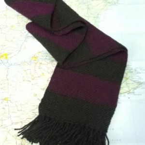 brown & fushia:  handwoven striped scarf