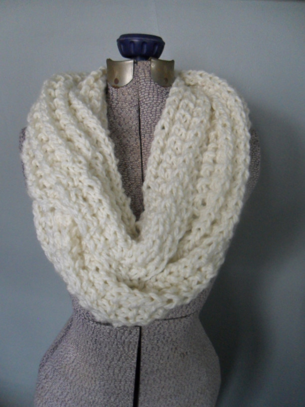 Off White Infinity Scarf, Cream Infinity Scarf, Loop Scarf, Tube | aftcra