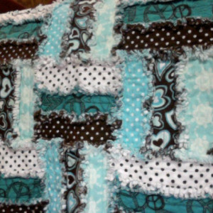 Peace Sign Themed Flannel Baby Rag Quilt