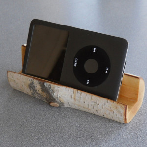 iPhone Holder Rustic Birch iPod Holder Wooden