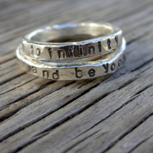 Made to order- ONE 3mm fine silver stacking ring- hand stamped with your choice of phrase-words stacker ring