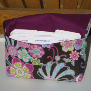 Coupon Organizer Cash Budget Organizer Holder- Attaches to your Shopping Cart  Daisy Floral  Plum Lining