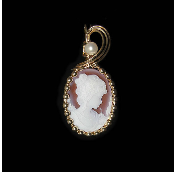Young Woman Cameo 14kt Gold-filled Wire Wrapped Pendant
