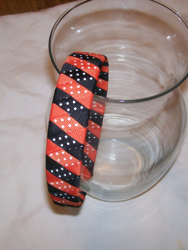 Orange & Black Dots Woven Headband - Handmade - Halloween Headban | aftcra
