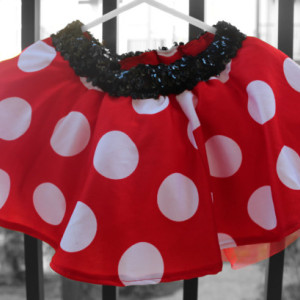 Adult Sizes-Red with Large White Poka dot skirt inspired by Minnie Mouse