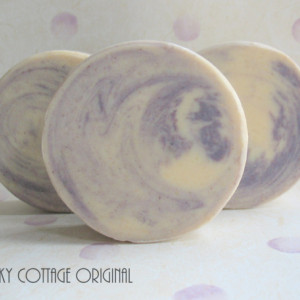 3 Round Bars of Goats Milk Soap - Raspberry Vanilla Soap - Cocoa Butter Soap 
