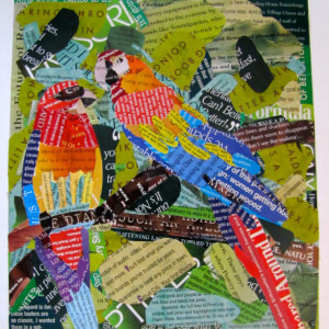 Original  Parrot Collage Art -  9 1/2"x 11" Tropical bird art, Florida, Jungle, Beach decor, parrot art, parrot collage,tropical decor, ooak