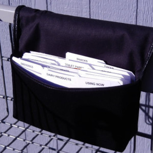 Coupon Organizer Cash Budget Organizer Holder- Attaches to your Shopping Cart -Soft Black Faux Leather
